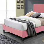 Nora Faux Leather Upholstered Twin Panel Bed In Pink