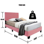 Better Home Products NORA-33-PNK Nora Faux Leather Upholstered Twin Panel Bed In Pink