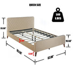 Products ROZA-50-CHAMP Roza Velvet Upholstered Queen Bed With Headboard Champaign