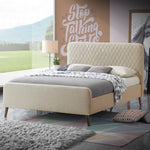ROZA-50-CHAMP Roza Velvet Upholstered Queen Bed With Headboard Champaign