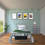 Siesta Faux Leather Metal Bed Frame Twin In Gray - Black