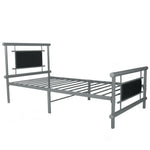Better Home Products SIESTA-33-GRY-BLK Siesta Faux Leather Metal Bed Frame Twin In Gray - Black