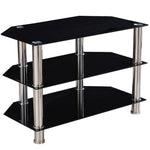 Better Home Products TV-1300-BLK Bruckner Tempered Glass TV Stand For 40-inch TV In Black