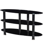 Products TV-1350-BLK Neo Oval Tempered Glass TV Stand For 40-inch TV In Black