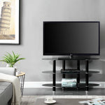 Neo Oval Tempered Glass TV Stand For 40-inch TV In Black