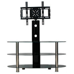 Better Home TV1000-RTA Ava Swivel Mount Oval Black Glass TV Stand For 55-inch TV