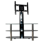 TV1000-RTA Ava Swivel Mount Oval Black Glass TV Stand For 55-inch TV