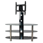 Ava Swivel Mount Oval Black Glass TV Stand For 55-inch TV