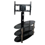 Better Home Products TV1000-RTA Ava Swivel Mount Oval Black Glass TV Stand For 55-inch TV