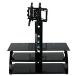 Rosa Swivel Mount Glass TV Stand For 60-inch TV In Black
