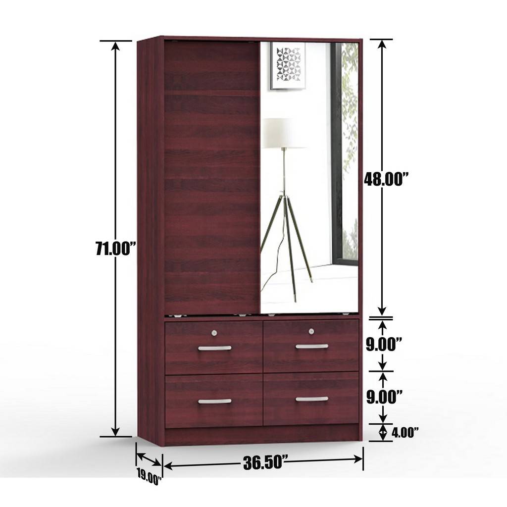 Gwyneth Closet 4 Piece Bundle-Shelves, Vanity, Hanging Rods & Drawers