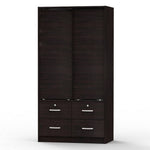 W44-TOB Sarah Modern Wood Double Sliding Door Armoire In Tobacco