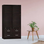 Sarah Modern Wood Double Sliding Door Armoire In Tobacco