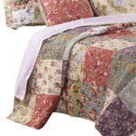 Benzara Chicago 5 Piece Fabric King Size Quilt Set with Jacobean Prints, Multicolor