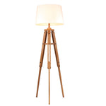Benzara 63 inch Wooden Tripod Floor Lamp with Drum Shade, Brown