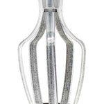 Benzara Acrylic Table Lamp with Fabric Shade and Vase Support, Clear and Chrome