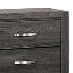 Benzara 2 Drawer Nightstand with Grain Details and Tapered Legs,Dark Gray and Black