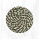 Earth Rugs C-09 Green/Burgundy Round Coaster 4``x4``