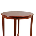 Benzara Round Wooden Pub Table with X Shape Design at Bottom, Cherry Brown