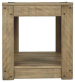 Benzara Plank Design Wooden Rectangular End Table with Weathered Look, Brown
