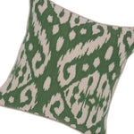 Benzara BM228772 Fabric Throw Pillow Printed Ikat Pattern and Piped Stitching, Green