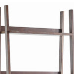 Benzara Three Tier Wooden Ladder Shelf with Storage Compartment, Dark Brown