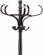 Benzara Wooden Coat Rack with Umbrella Holder and Turned Pedestal Stand, Brown
