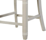Benzara Wooden Counter Height Chair with Slatted Back, Set of 2, Antique White