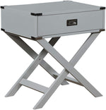 Benzara Transitional Style Wooden Chairside Table with Cross Base Legs, Gray
