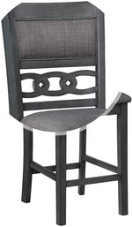 Benzara Wooden Counter Height Chairs with Adjoined Rings Design, Set of 4, Gray