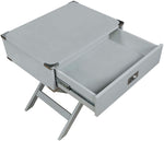 Benzara Transitional Style Wooden Chairside Table with Cross Base Legs, Gray