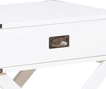 Benzara Transitional Style Wooden Chairside Table with Cross Base Legs, White