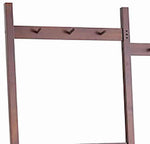 Benzara Center Partitioned Wooden Garment Rack with Peg Hooks, Dark Brown