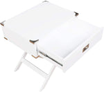 Benzara Transitional Style Wooden Chairside Table with Cross Base Legs, White