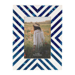 Sagebrook Home 17504 Resin, 4X6 Striped Photo Frame, Blue