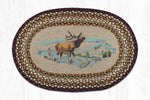 Winter Lodge Oval Rug – Elk Scene Braided Jute 20
