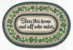 Farmhouse Entry Rug – Bless This Home Oval Braided Jute Mat 20x30