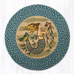 Round Mermaid Rug for Beach House Bathrooms – Hand-Stenciled 27