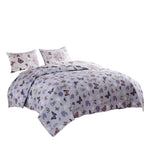 Benzara 3 Piece King Size Quilt Set with Lily and Butterfly Print, Multicolor