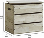Benzara Plank Style Wooden Storage Box with Cut Out Handles, Light Brown