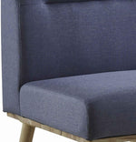 Benzara Fabric Upholstered 1 Seater Sofa with Splayed Legs, Blue and Brown