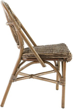 Benzara 20 Inch Rattan Accent Chair with Oval Backrest, Set of 2, Natural