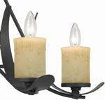 Benzara 5 Bulb Metal Frame Chandelier with Candle Lights, Black and Beige