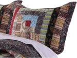 Benzara Thames 36 x 20 Cotton King Pillow Sham with Log Cabin Print, Multicolor