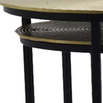 Benzara Round Metal Frame Side Table with Tubular Legs, Set of 2, Brown and Black