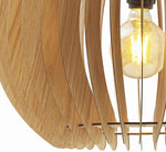 Benzara 60 Watt Caged Dome Shape Wooden Ceiling Pendant, Oak Brown