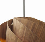 Benzara 60 Watt Swirl Design Wooden Ceiling Pendant, Walnut Brown