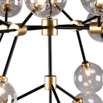 Benzara 20 Light Two Tone Glass and Metal Chandelier, Black and Gold