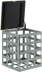Benzara Square Side Table with Open Cage Base, Galvanized Gray