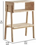 Benzara Wooden Console Table with 2 Open Compartments, Natural Brown